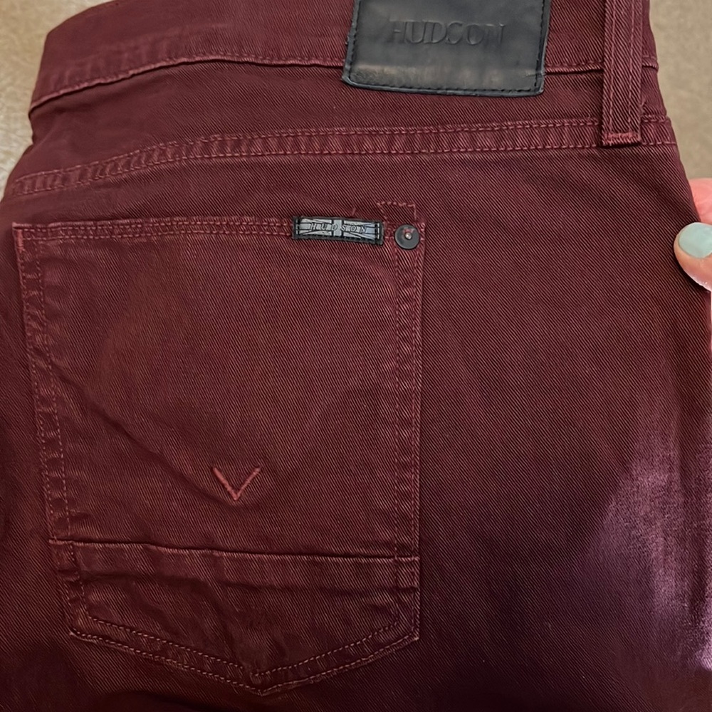 Men’s Hudson jeans burgundy Byron 5 pocket